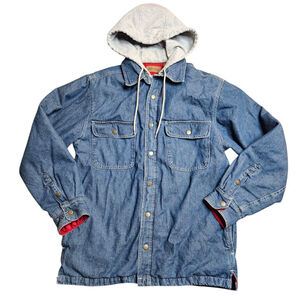 Men's Faded Glory Small Blue Denim Hooded Shirt Jacket
